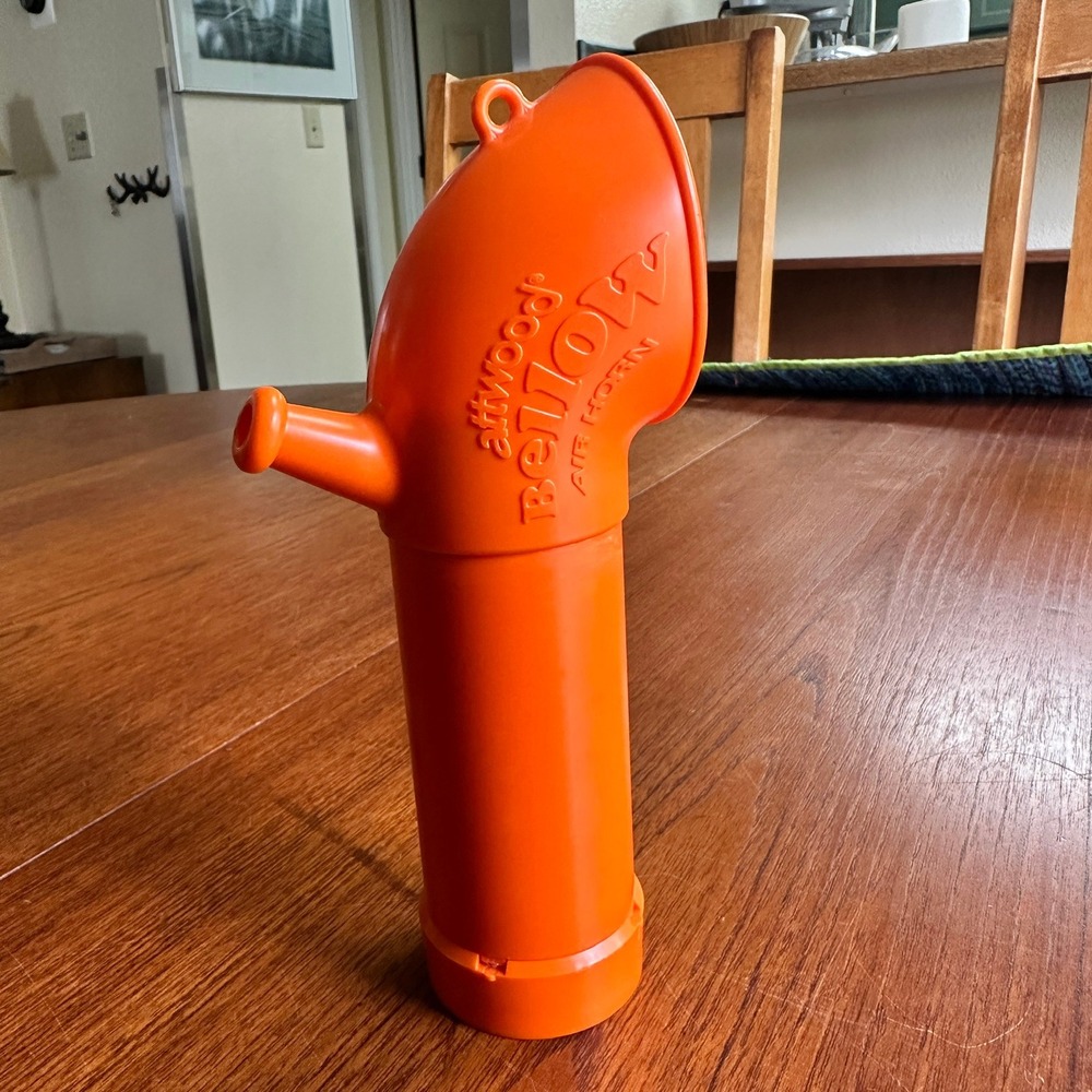 Attwood Bellow Air Horn Orange Manual Hand Pump Marine Safety Signal 8" Boating